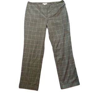 New York & Co Gray Windowpane Plaid Straight-Leg Dress Pants